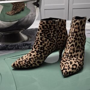 Sam Edelman Leopard Print Ankle Boots in Tan and Black